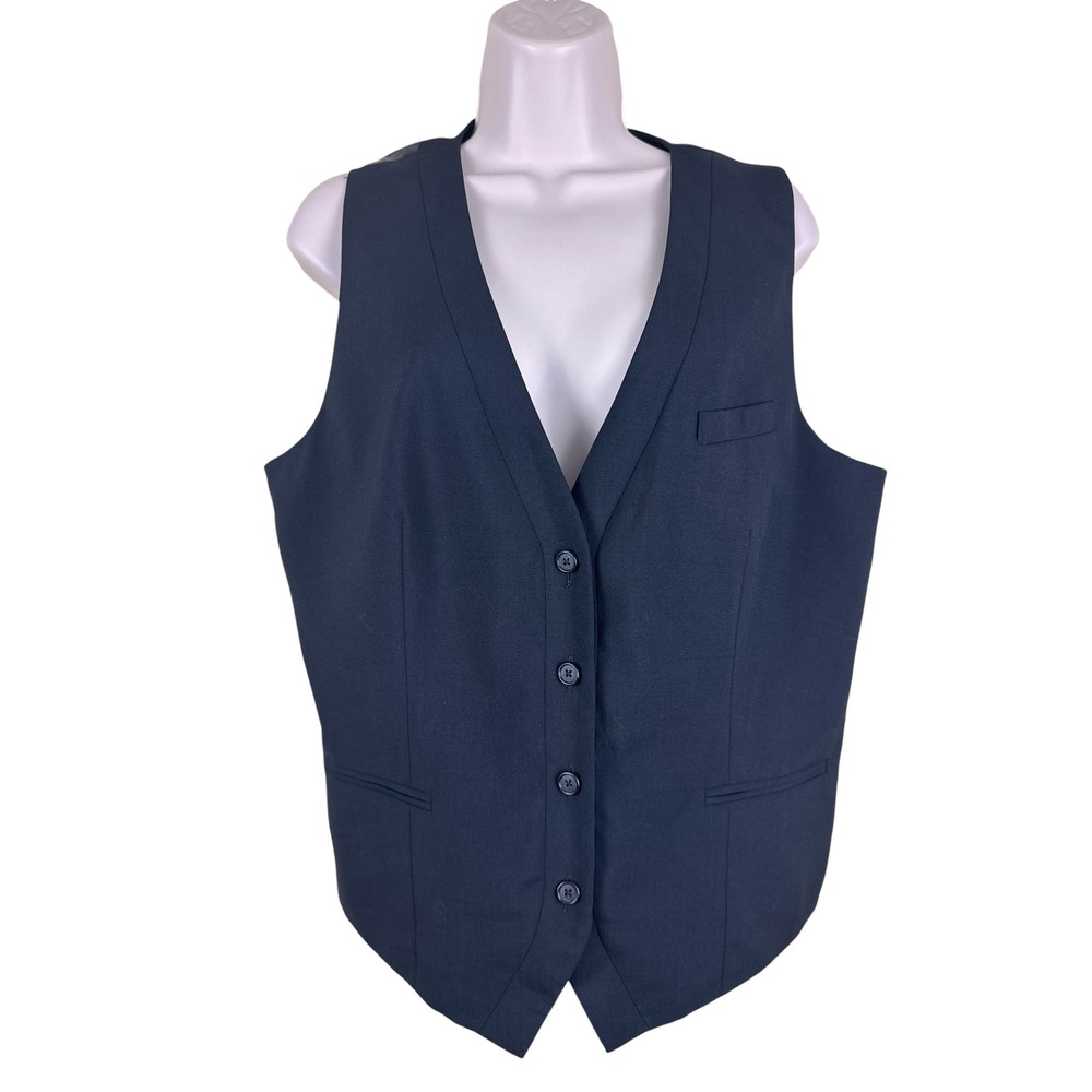 Design Collective Black Wool Blend Tailored Suit Vest Waistcoat Women's L - Picture 2 of 6
